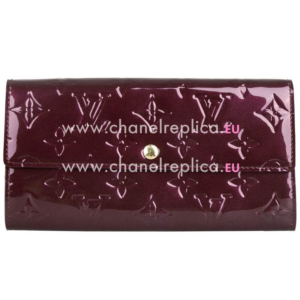 Louis Vuitton Classic Patent Leather Calfskin Wallet In Purple M91521