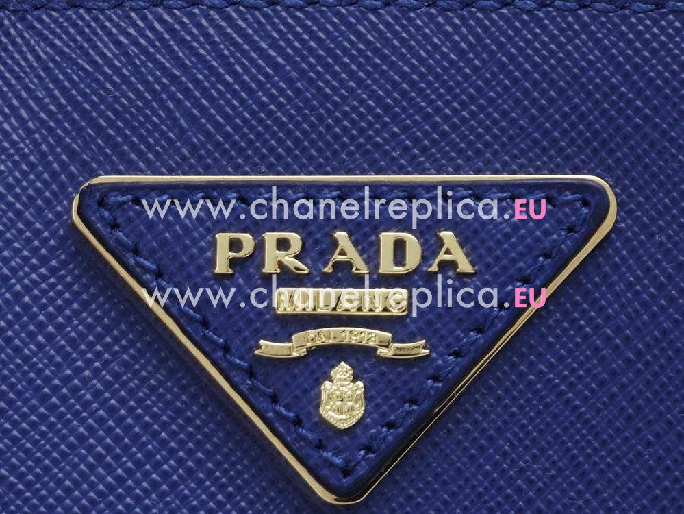 Prada Saffiano Lux Scratch Resistant Calfskin Handbag Blue P53311