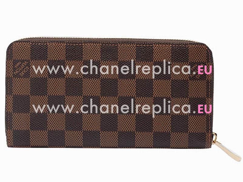 Louis Vuitton Damier Ebene Canvas Zippy Wallet Illustre N63004