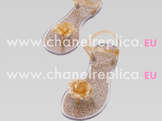 Chanel Double C Camellia Strappy Sandals Golden A42029