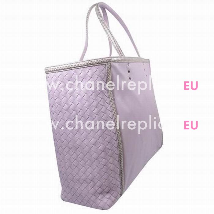 Bottega Veneta Classic Nappa Leather Woven Shop Tote Bag Pink Purple BV7041304