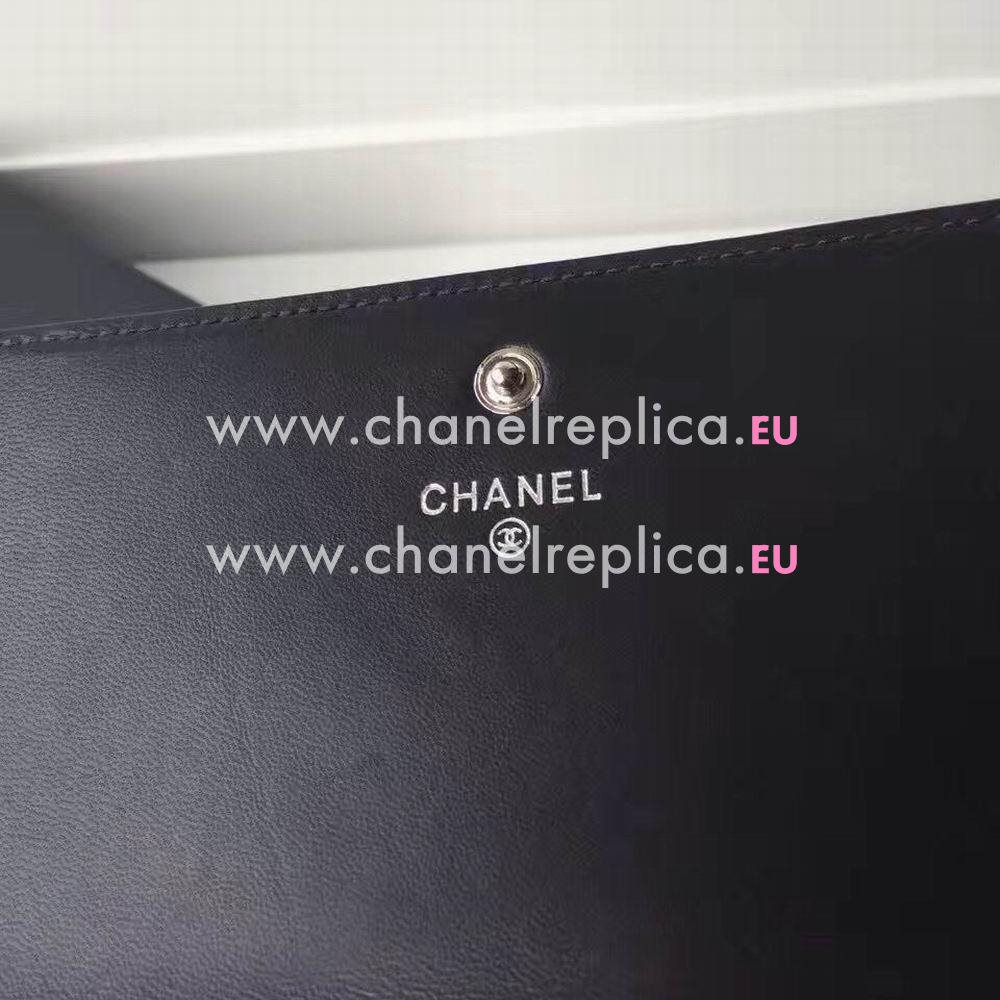 Chanel CC logo Calfskin Long Wallet Black C6120613