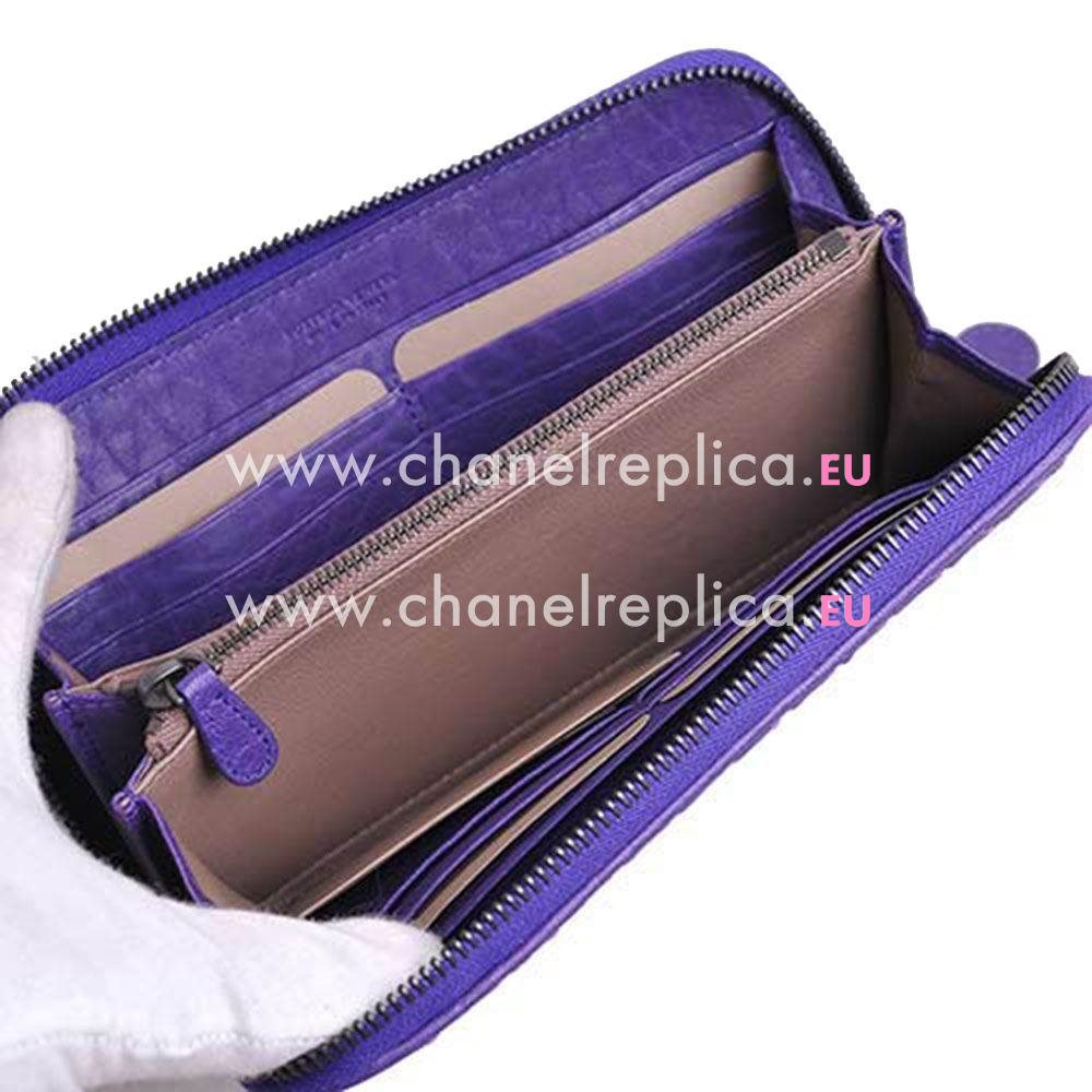 Bottega Veneta Classic Weave Zipper Nappa Wallet In Purple B6110724