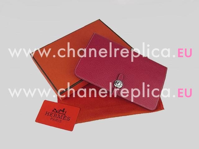 Hermes Dogon Clemence Leather Wallet Purse In Red HL001C