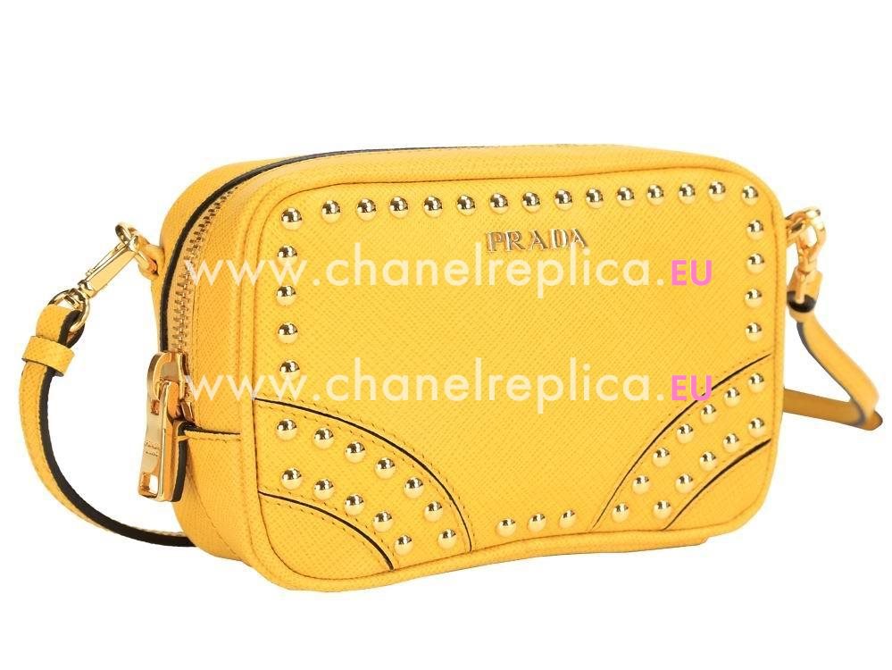 Prada Borchie Relievo Logo Calfskin Bag Yellow PR1BN54635
