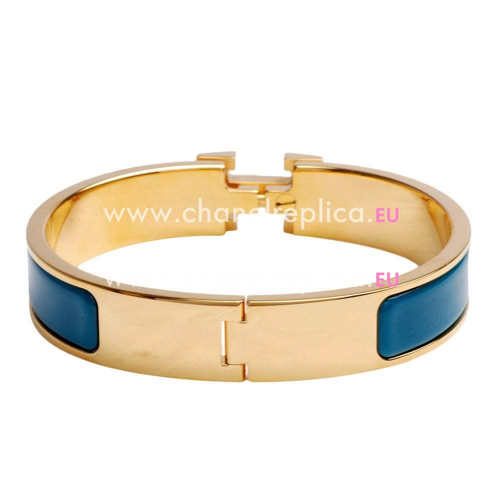 Hermes Clic Clac H R-Bracelet PM Turkey Blue/Gold H7022013