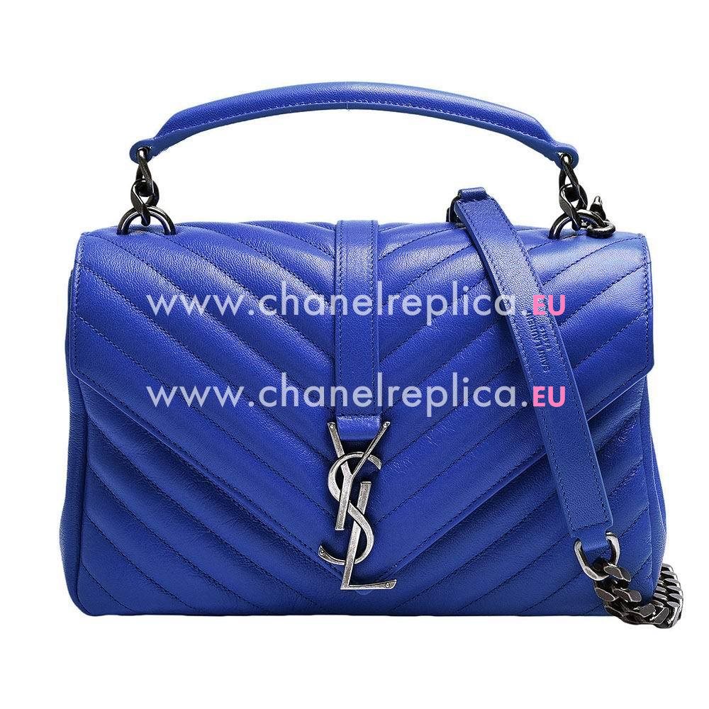 YSL Saint Laurent Classic YSL logo lambskin Bag Blue Y6120226