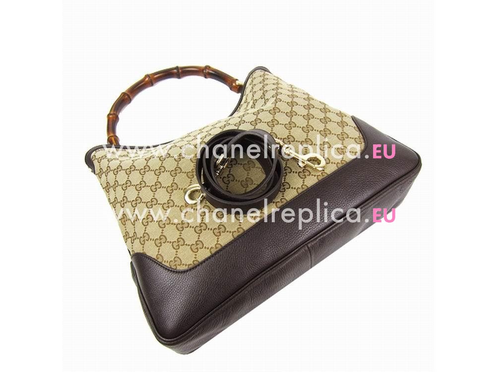 Gucci Bamboo Calfskin Handle Bag In Khaki G282315