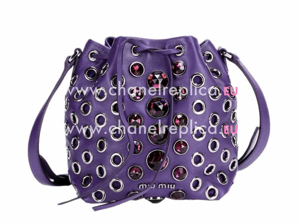 Miu Miu Vele Mini Jewel Embellished Bucket Bag Red RT0559PE