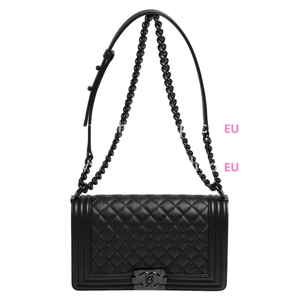 Chanel Caviar Cowhide Leather Medium Size Boy Bag Black A2649F9
