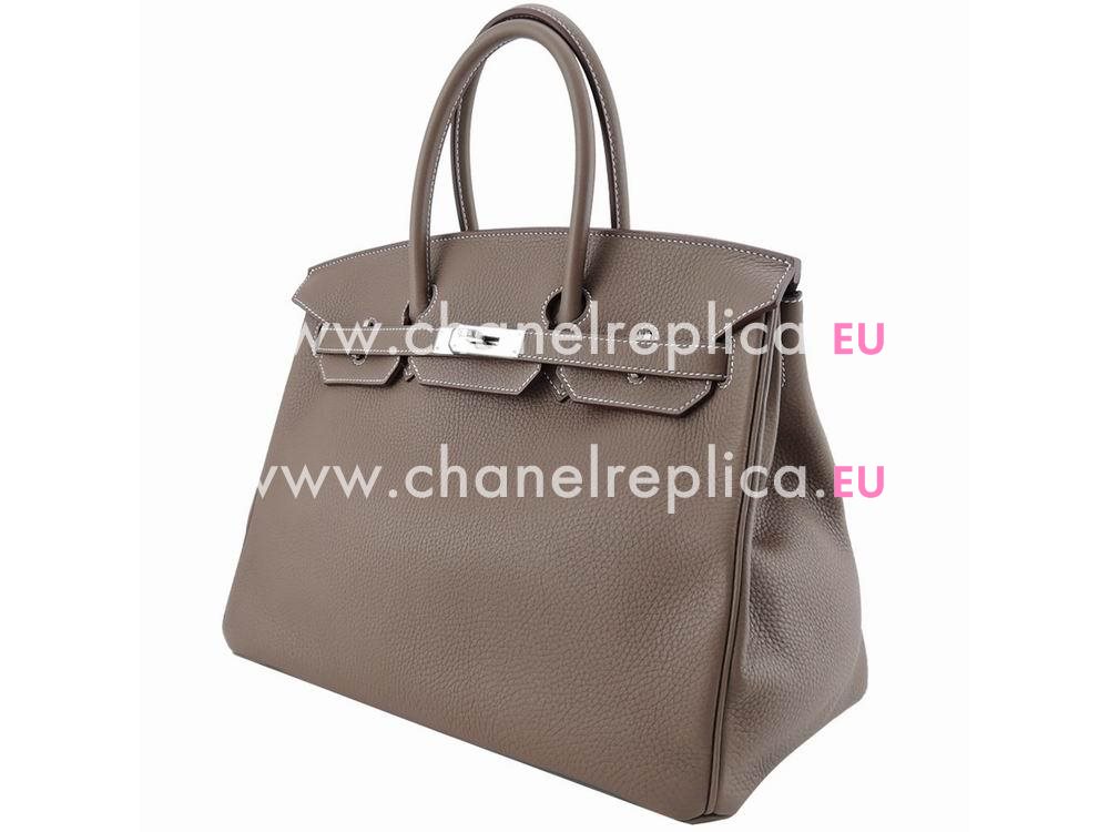 Hermes Birkin 35 Clemence Etoupe Palladium Hardware Hand Sew H1035NFD