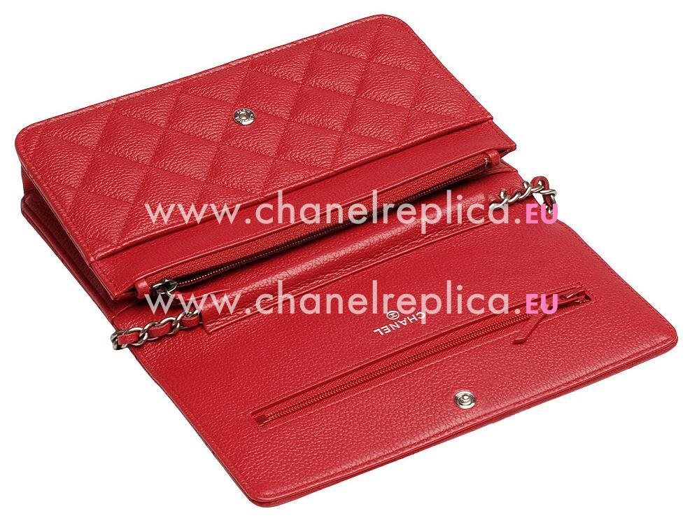 Chanel Caviar CC Meadal Woc Bag Anti-Silver Red A69367