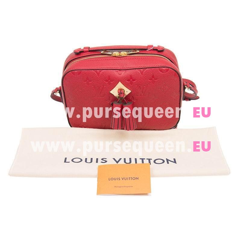 Louis Vuitton Embossed Supple Grained Cowhide Leather SAINTONGE Scarlet Handbag M44606