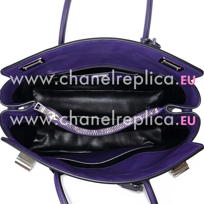 Prada Saffiano Cuir Large Double Tote Bag Purple BN2748-2A4A-F0030