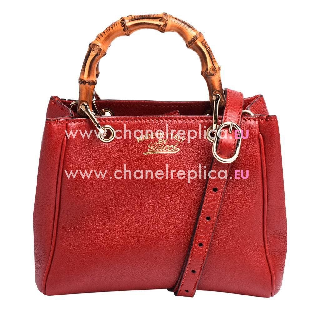 Gucci Bamboo Calfskin Handle Bag In Red G59640