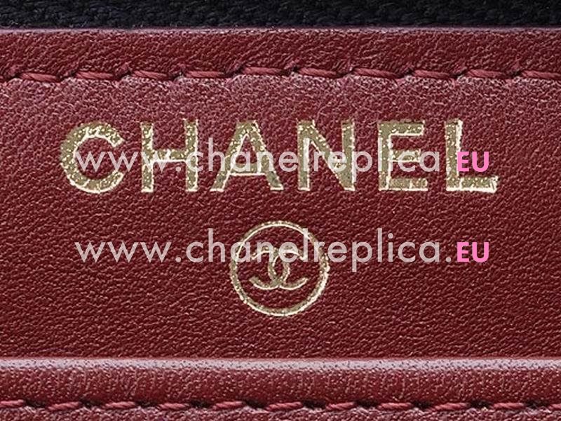 Chanel Caviar CC Logo Long Wallet Black Gold A49982