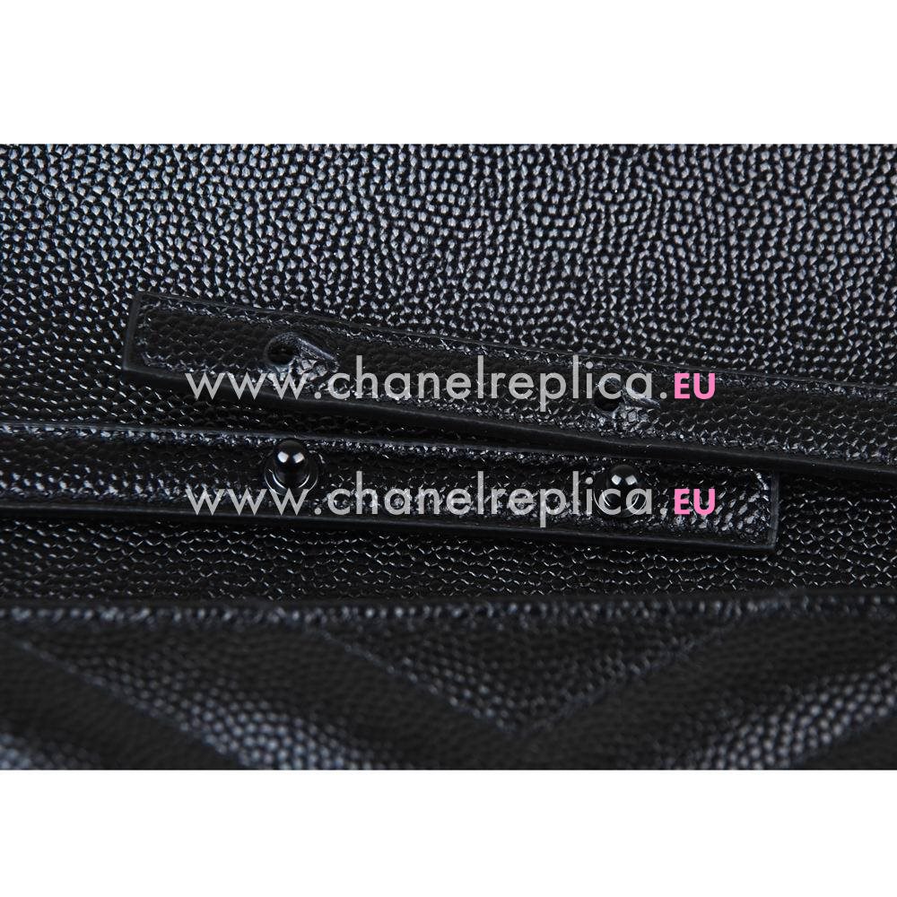 YSL Saint Laurent Classic YSL logo Caviar Calfskin Bag Black Y6120213