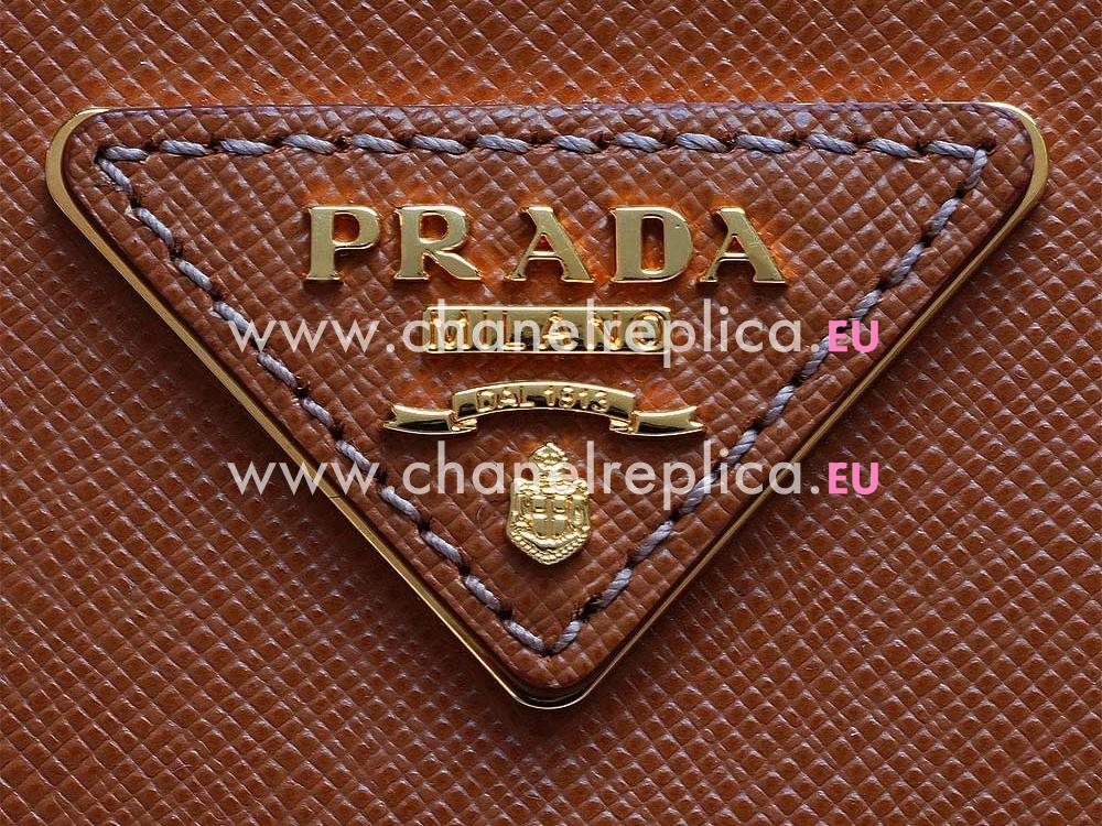 Prada Saffiano Lux Scratch Resistant Calfskin Large Bag Light Brown P51886