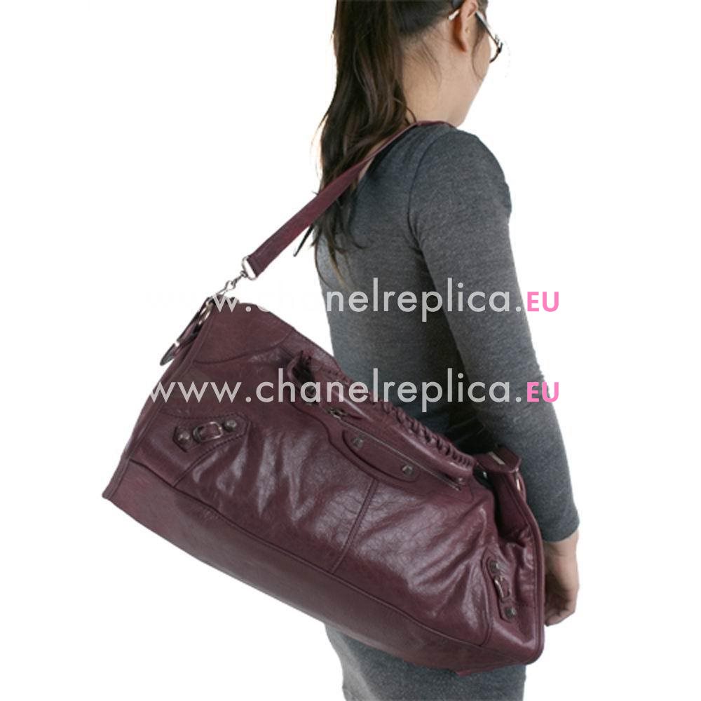 Balenciage Part Time Calfskin RoseGold hardware Bag Purple Red B2055078