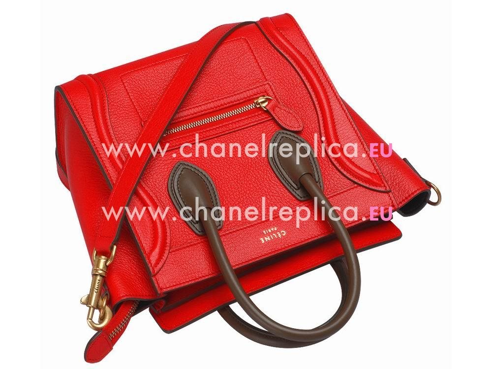 Celine Square Luggage Bubble Calfskin Nano Mini Bag Red/Black CE544544