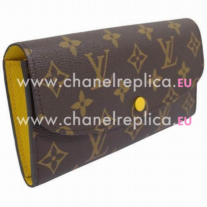 Louis Vuitton Classic Monogram Canvas Leather Zipper Emilie Wallet M61535