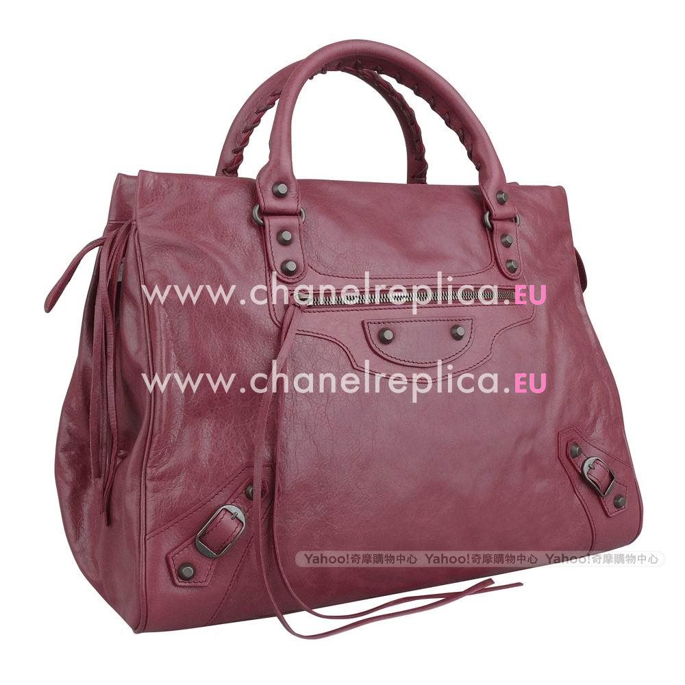 Balenciage Classic Midday Calfskin Aged Brass hardware Bag Burgundy B5086257