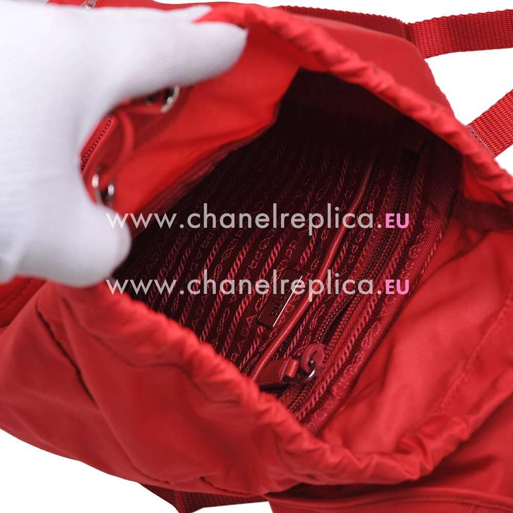 Prada Zainetto Classic Buckle Triangle Logo Calfskin Nylon Backpack Red PR7054113