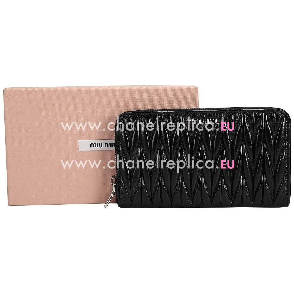 Miu Miu Matelassé Nappa Wallet In Black MM5111329