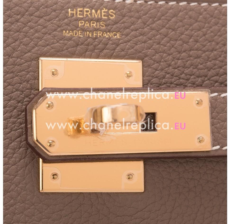 Hermes Kelly 28cm Etoupe Togo Leather Gold Hardware Hand Sew Bag HK1028TKG