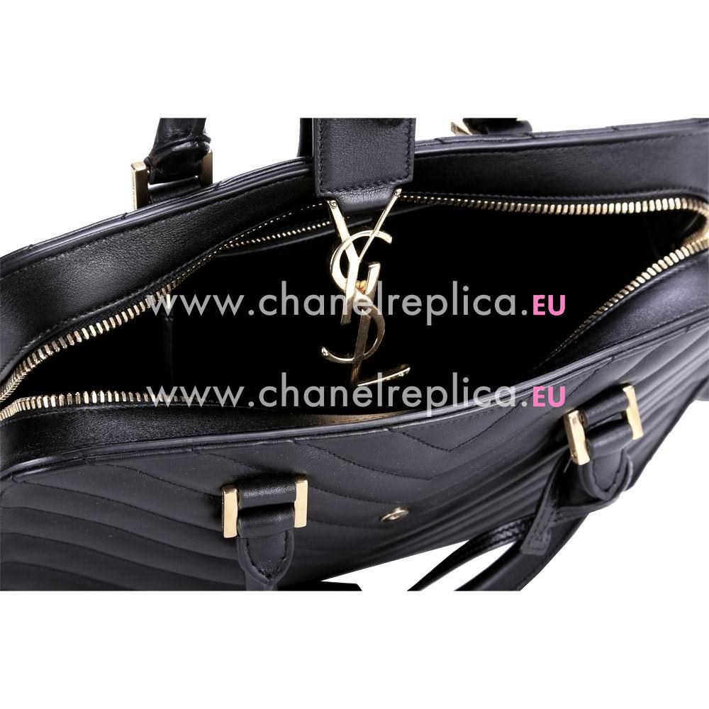 YSL Saint Laurent Cabas Monogram YSL Calfskin Bag In Black YSL5676031