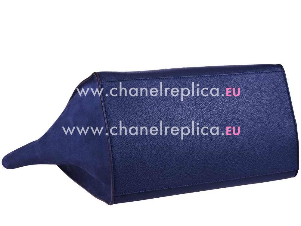 CELINE Large Calfskin & Chamois Luggage Ocean Blue CE486581