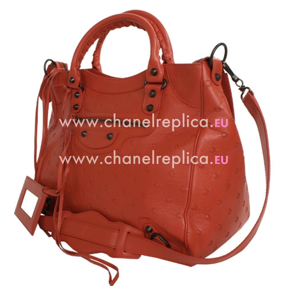Balenciage Velo Lambskin Aged Brass hardware Bag Orange Red B2055097