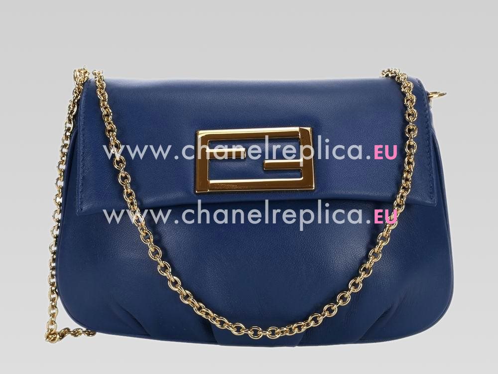 FENDI Mia Napa Lambskin Mini Chain Bag Blue F461833