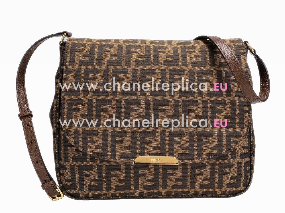 FENDI Classic Jacquard Weave Shoulder Bag In Coffee F516779