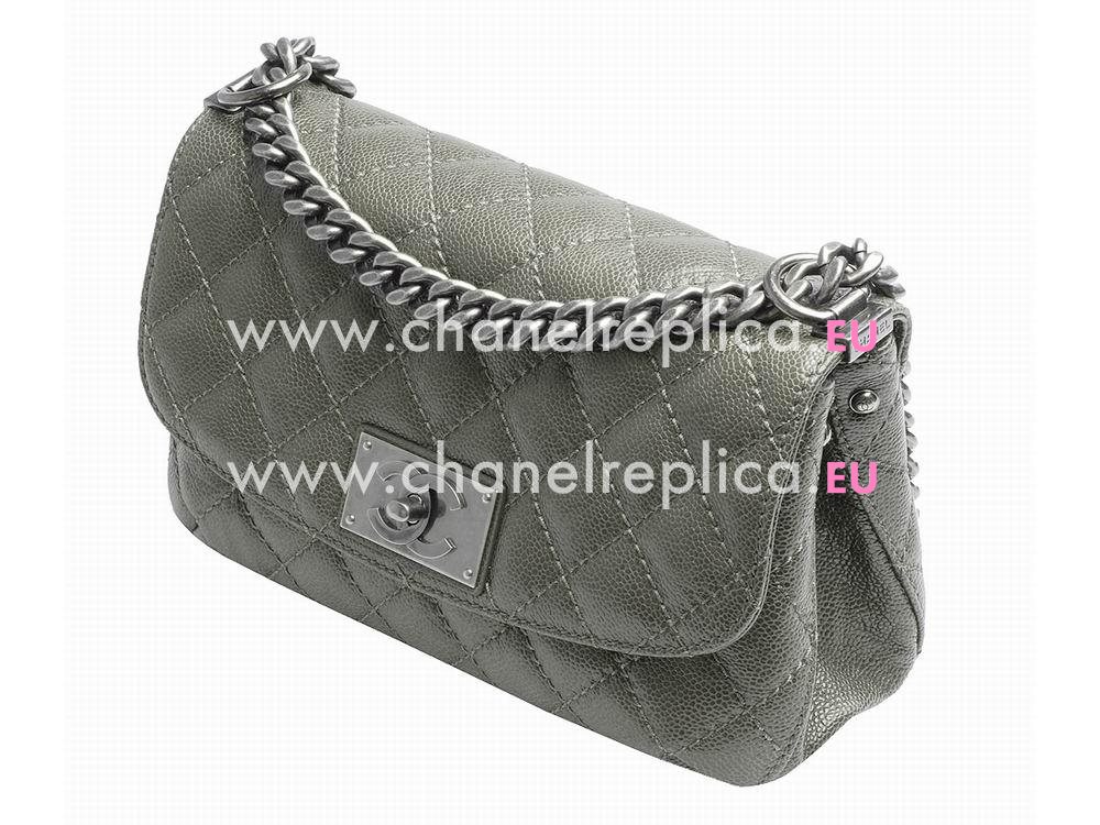 Chanel Caviar Leather Anti-silver Chain Shoulder Bag Gray A58072