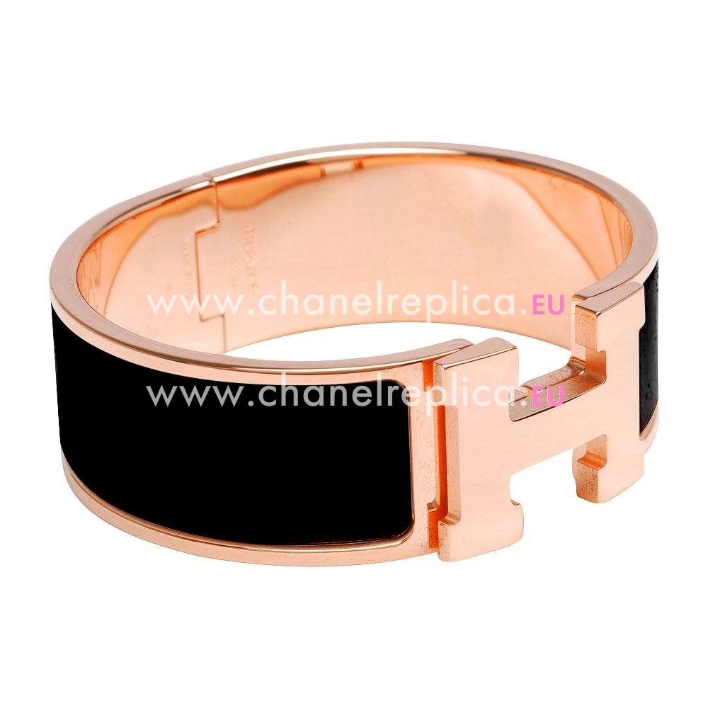Hermes Clic H Logo Alloy R-Bracelet Black/Rose Gold H7022102