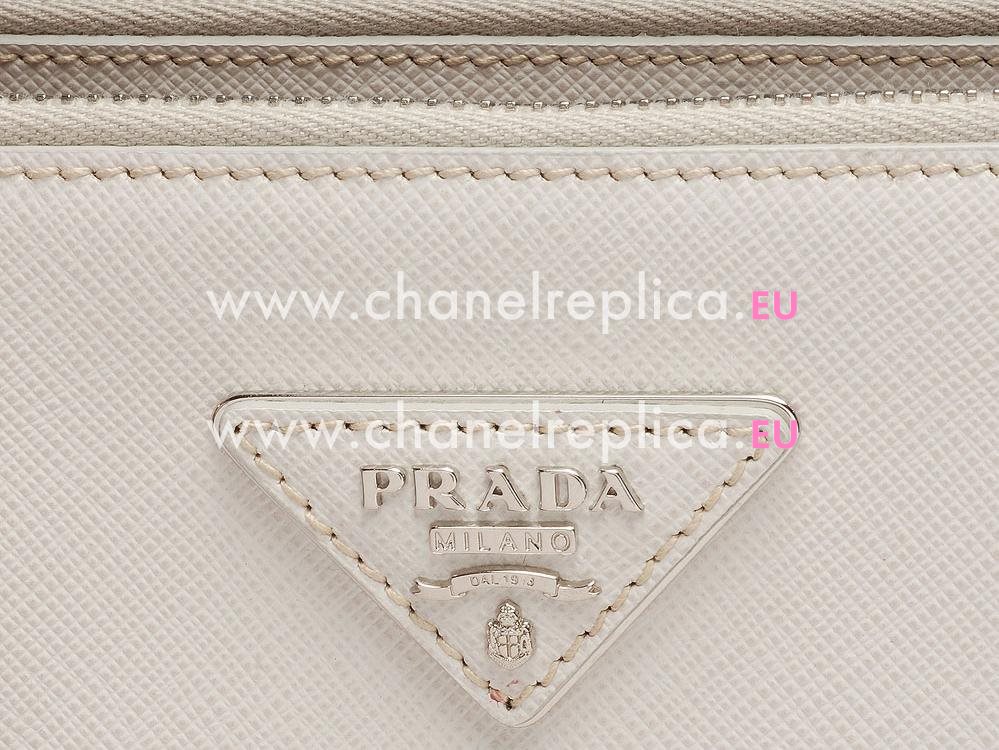 Prada Saffiano Lux Scratch Resistant Calfskin Handbag White/Pink P46697