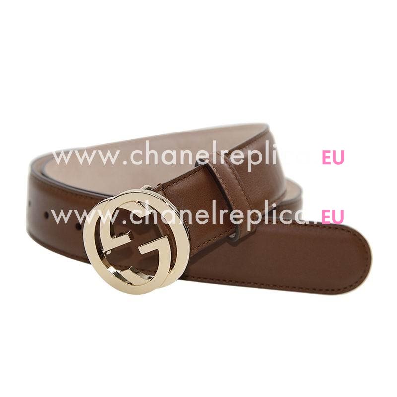 Gucci Guccissima GG Cowhide Leather Belt Brown Gold Buckle 370543AP00G