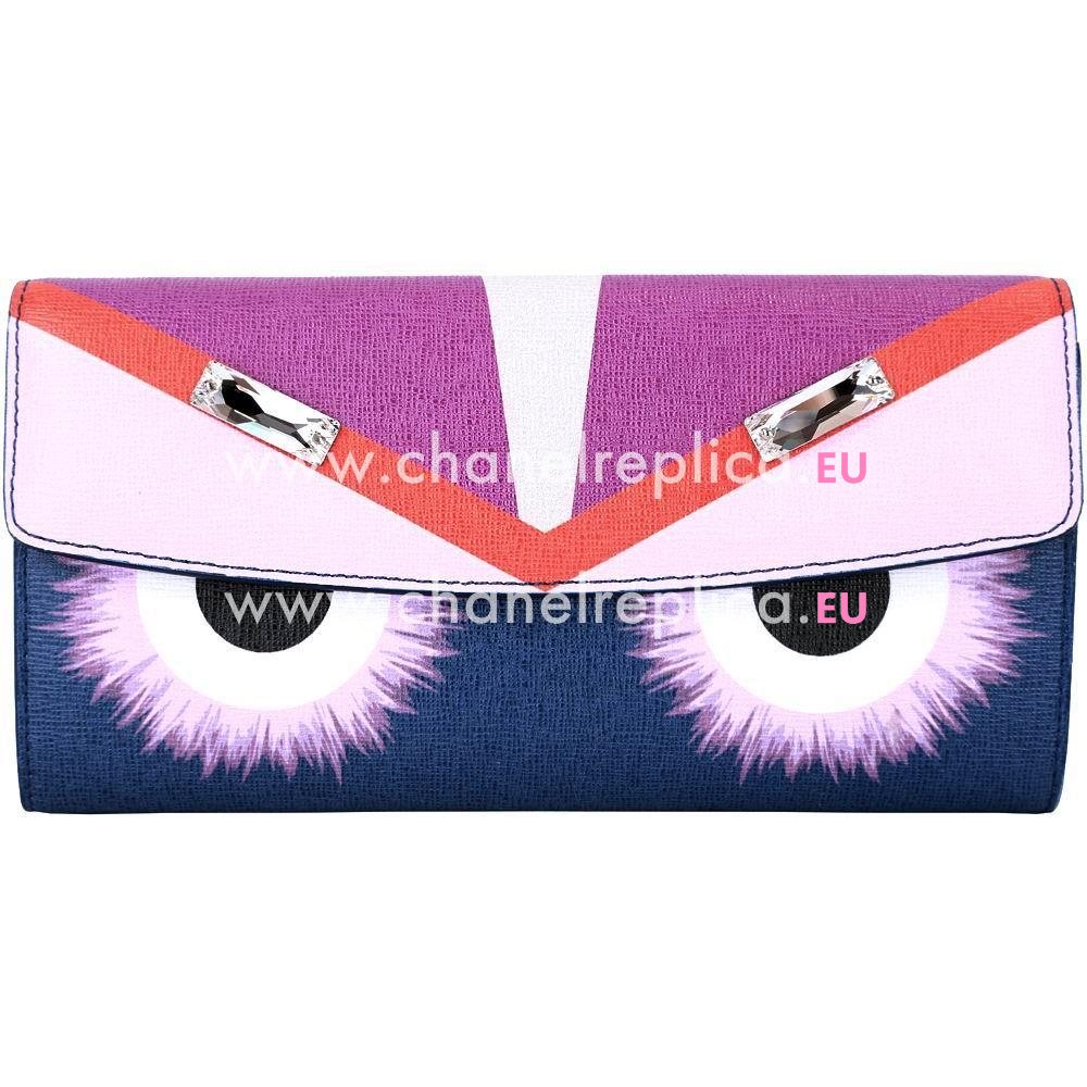 FENDI Crayons Calfskin Wallets Blue/ Pink Purple F1548711