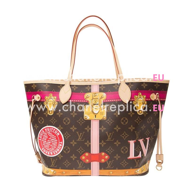Louis Vuitton Printed Monogram Coated Canvas And Leather Patches Neverfull MM M41390