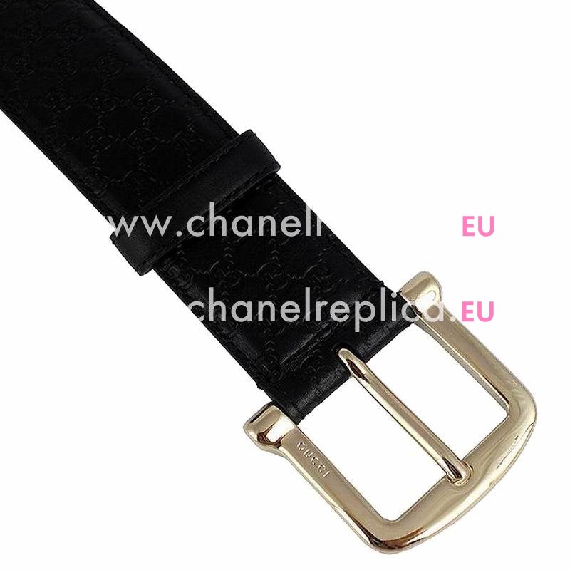 Gucci Guccissima Embossed Cowhide Gold Pin Buckle Belt Black F73665BF