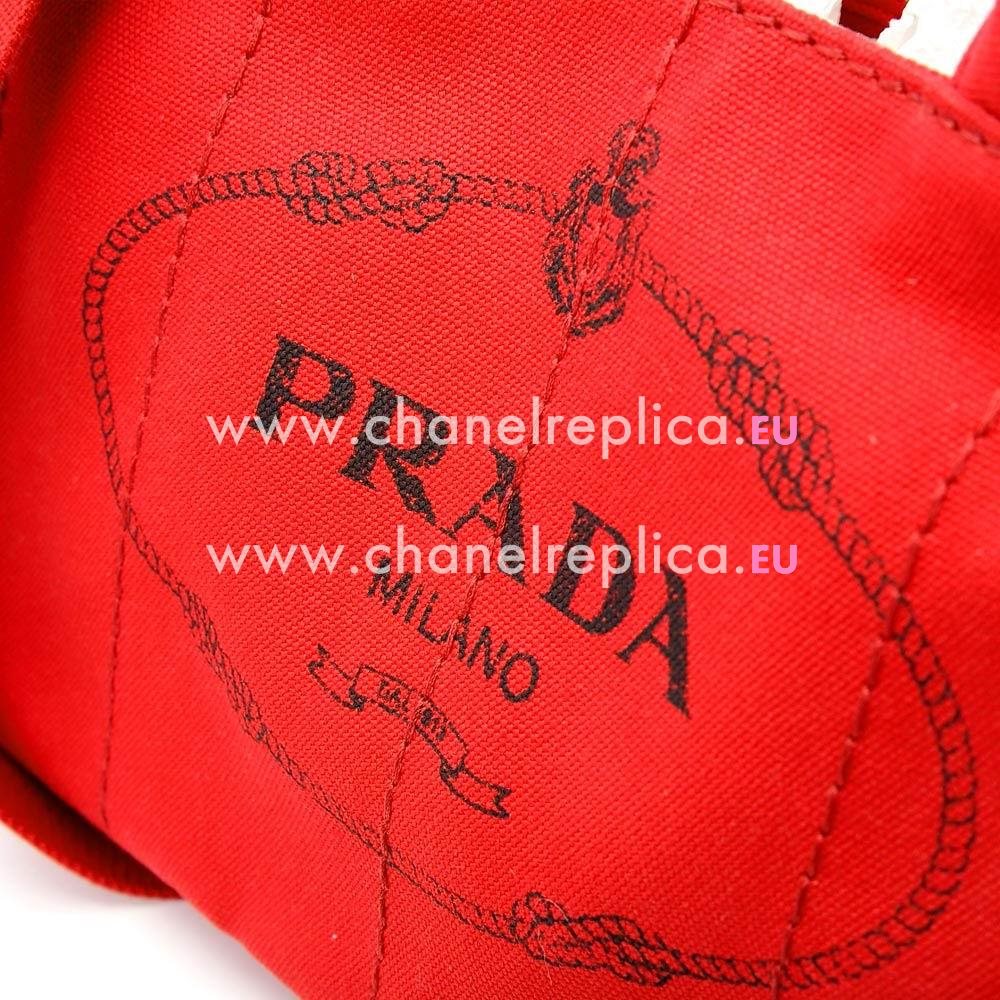 Prada Canapa Stampata Printing Logo Denim Small Size Bag Red PR7054125