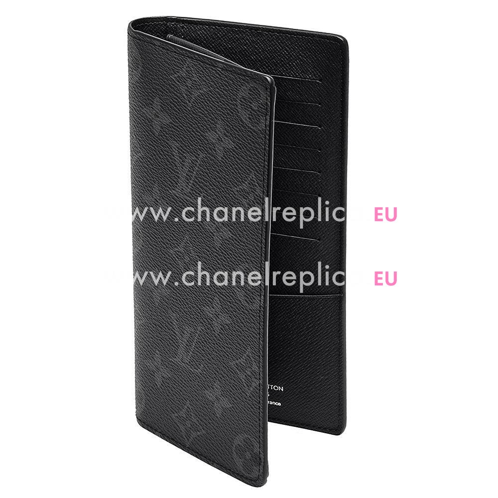 Louis Vuitton Classic Brazza Monogram Eclipse Leather Wallet Gray M61697