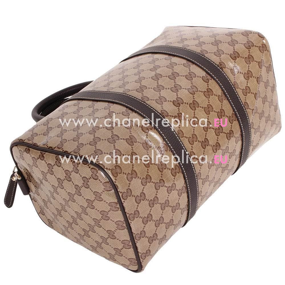 Gucci Crystal Classic PVC Boston Bag In Khaki Coffee G6122209