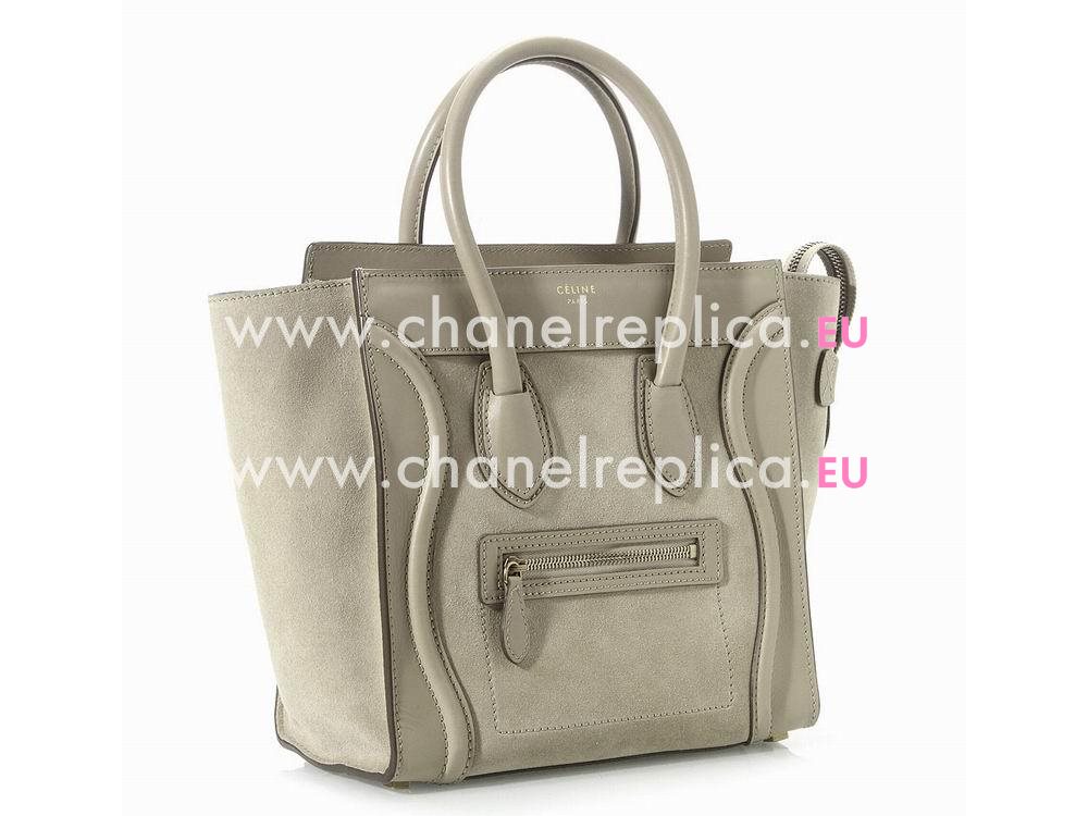 Celine Calfskin/Suede Nano Luggage Micro Mini Bag Gray CE14170