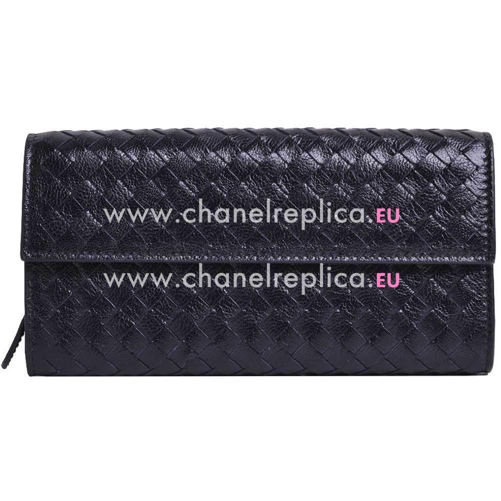 Bottega Veneta Classic Weave Nappa Wallet In Black B6110714