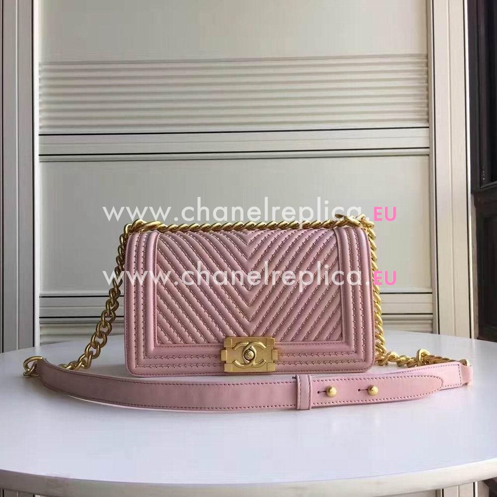 CHANEL Leboy Shoppe Gold Hardware Calfskin Bag in Pink C61210902
