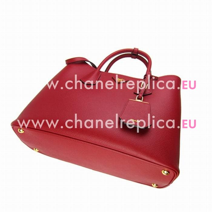 Prada Saffiano Cuir Small Double Tote Bag Red BN2775-2A4A-F068Z