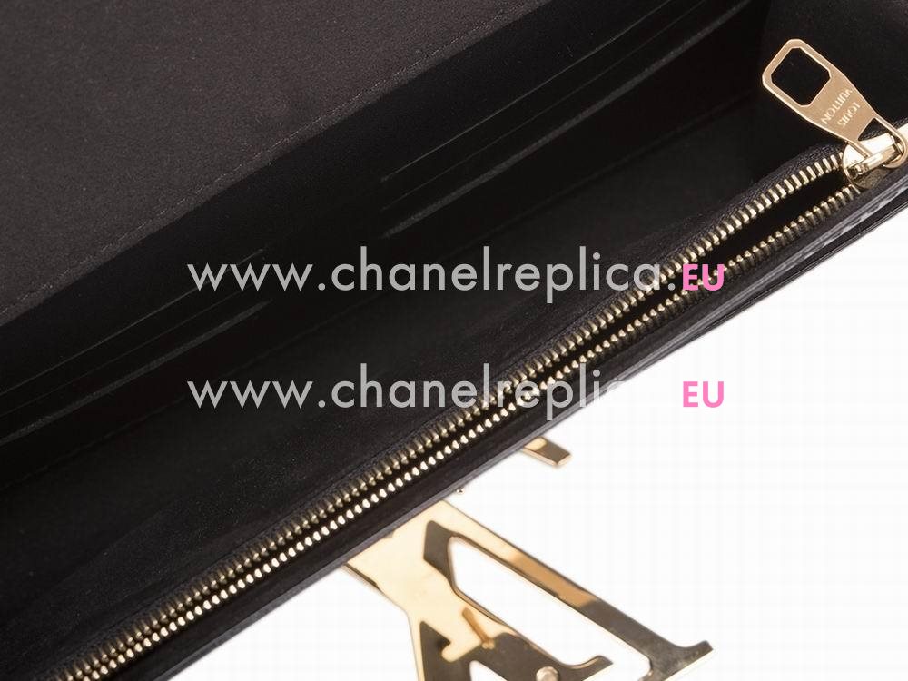 Louis Vuitton Calfskin Evening Clutch Chain Black M94265