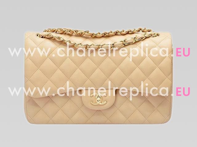 Chanel Beige Lambskin Jumbo Double Flap Bag Golden Chain A28600AG